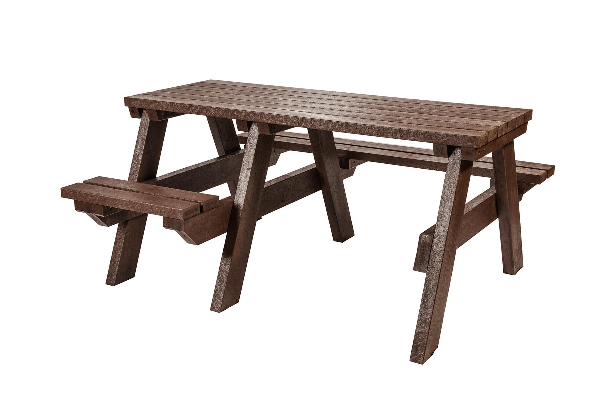The Bradshaw recycled plastic wheelchair accessible picnic table in brown