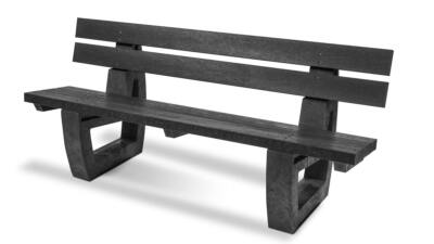 A 1800mm recycled plastic Harewood bench in black