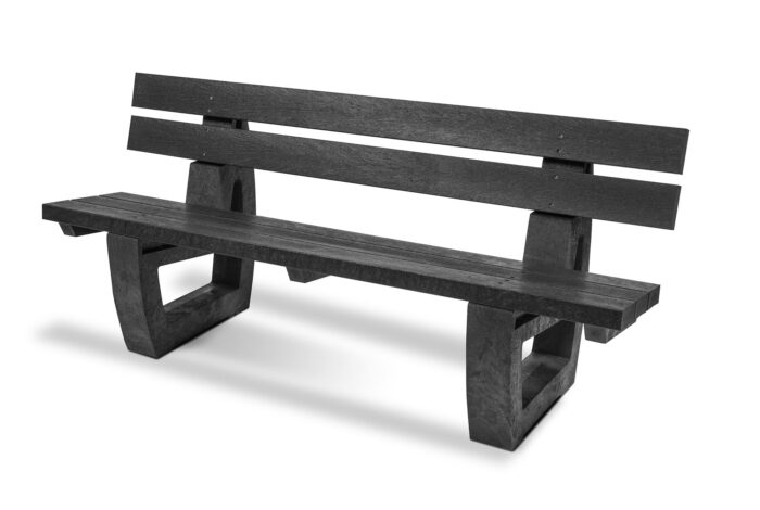 A 1800mm recycled plastic Harewood bench in black