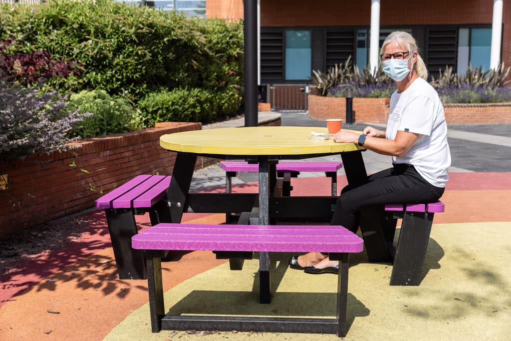 Calder picnic table at Sheffield Children's Hospital