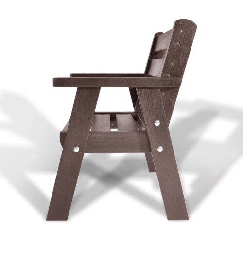 A chair from the recycled plastic Roundhay garden set in brown