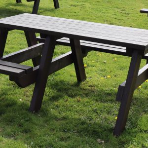A dark brown Bradshaw wheelchair accessible picnic table from British Recycled Plastic