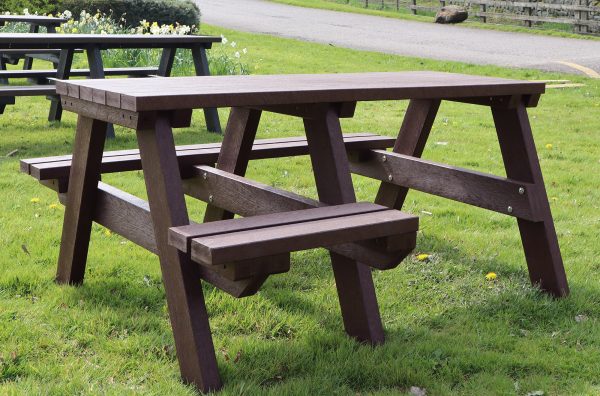A brown Bradshaw wheelchair accessible picnic table from British Recycled Plastic