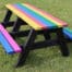 The Denholme classic adult A-frame picnic table with a multicoloured top and seats