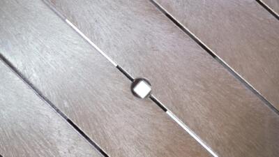 Parasol hole on a Calder recycled plastic picnic table