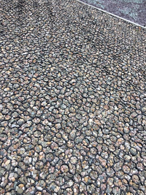 The Hebden X-Grid with gravel dressing used as a permeable car-park