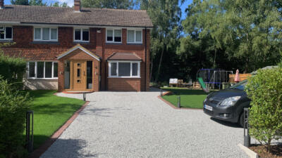 Hebden grids with gravel dressing used as a permeable car-park at a private house