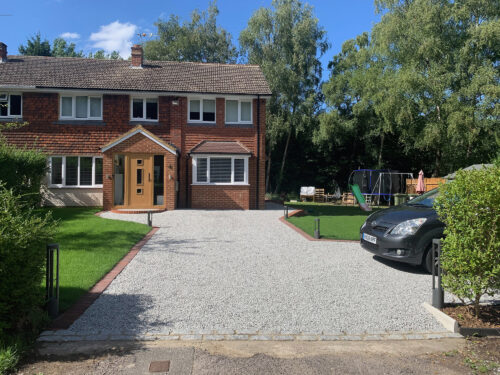 Hebden grids with gravel dressing used as a permeable car-park at a private house