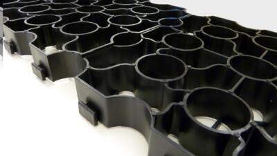 The Hebden X-Grid permeable paver made from recycled plastic
