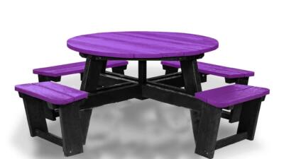 Recycled plastic circular Calder picnic table with wheelchair access in purple not showing chair