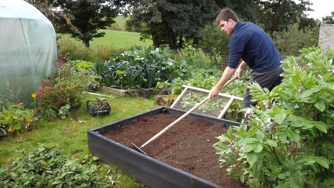 British Recycled Plastic raised beds being tended to by best-selling author and gardener, Huw Richards - click to visit the shop
