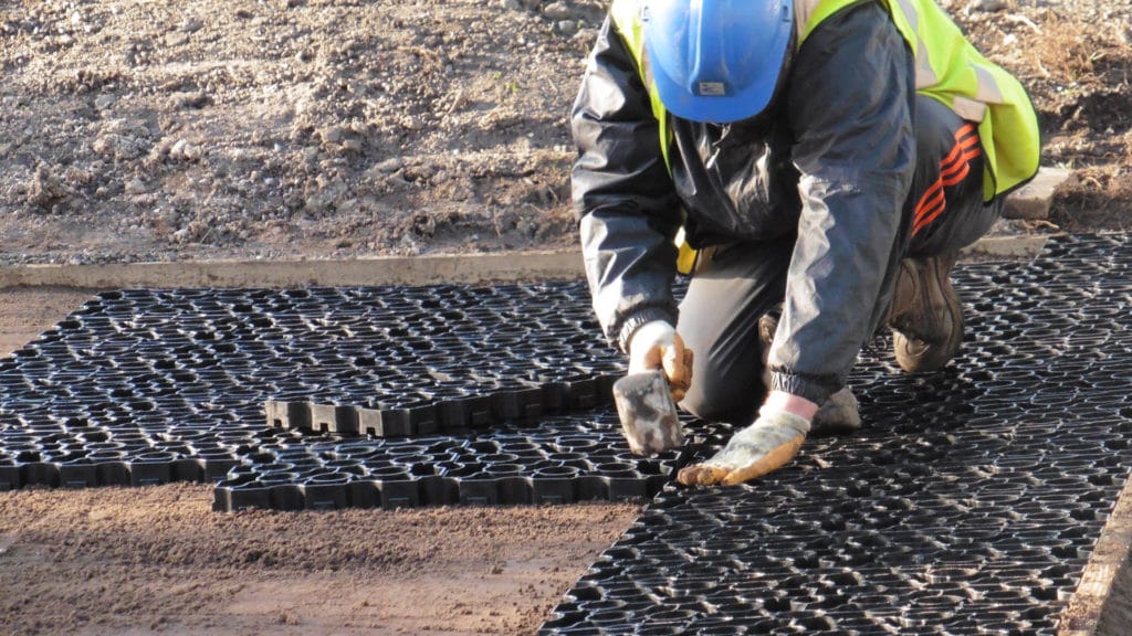 Hebden X-Grid paving being installed