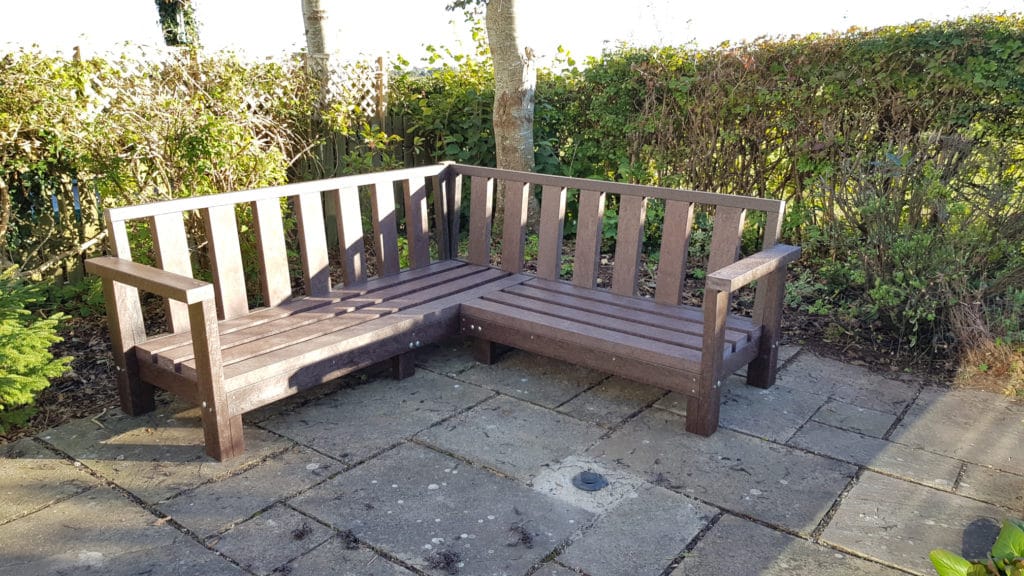 Handmade garden sofa made using British Recycled Plastic lumber