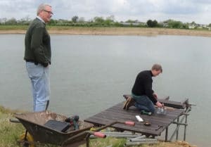 Using plastic lumber for fishing pegs