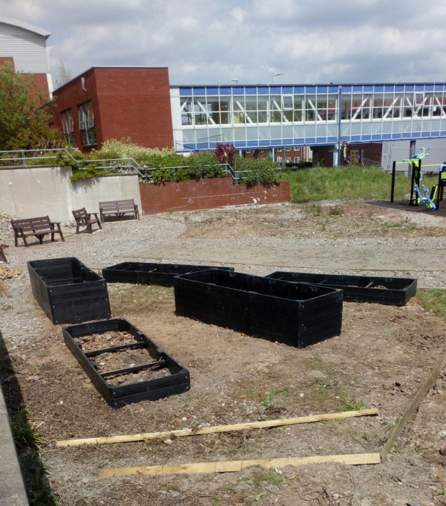 Construction of raised beds at Broadgreen Hospital