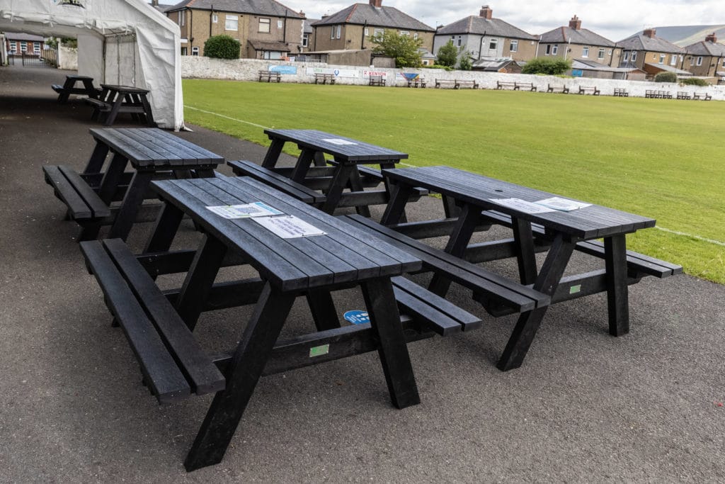 Denholme picnic tables at Ribblesdale Cicket Club