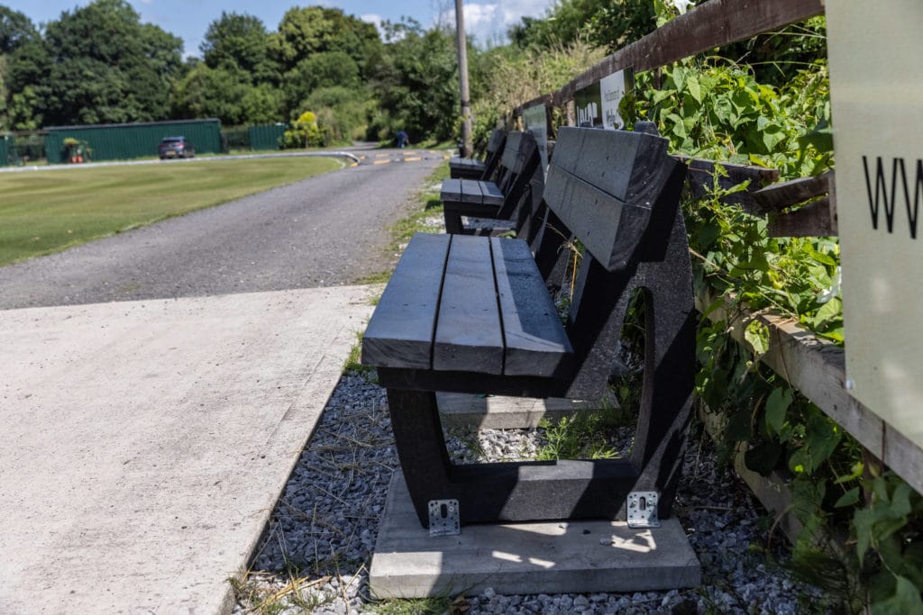 Harewood benches in black at Whalley Cricket Club