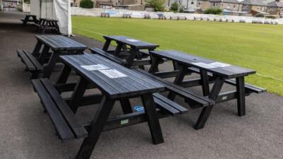Denholme recycled plastic picnic benches for cricket clubs