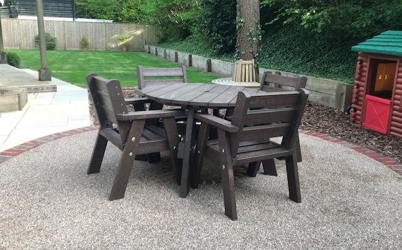 Garden chairs made from recycled deals plastic