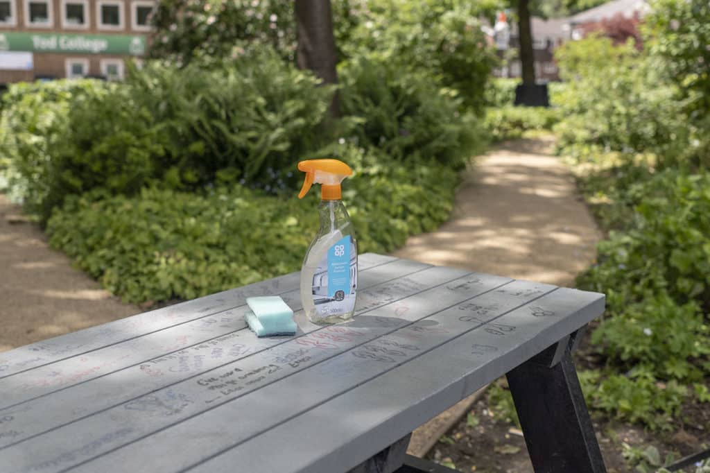 Cleaning Todmorden Town Council picnic tables