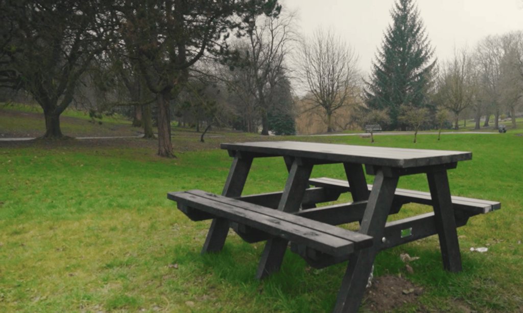 Denholme picnic table in Peel Park