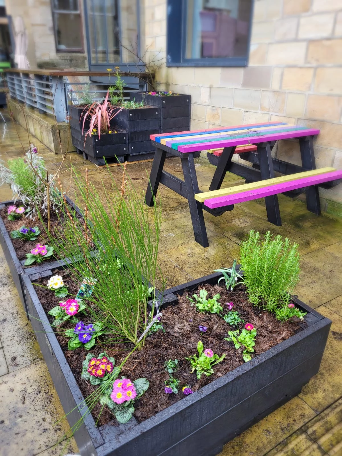 Marsden recycled plastic planters at Hebden Bridge Town Hall Marsden recycled plastic modular planters