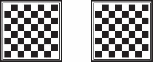 Otley table top showing two chess or draughts boards