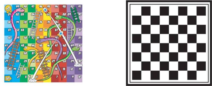 Otley table top showing a snakes and ladders game and a chess or draughts board Otley table top showing a snakes and ladders game and a chess or draughts board