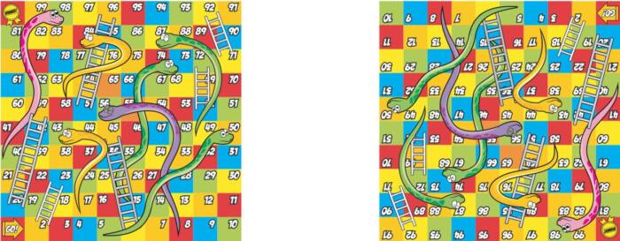 Otley table top showing a double snakes and ladders game Otley table top showing a double snakes and ladders game