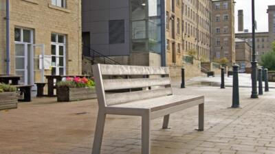 Stainless Steel and recycled plastic bench