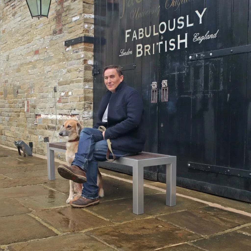 The Shibden backless steel and recycled plastic bench.