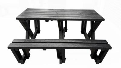 The Batley "walkthrough" recycled plastic picnic table is key part of our accessibility range of furniture as less mobile users can get to the seats without having to lift their legs very much.