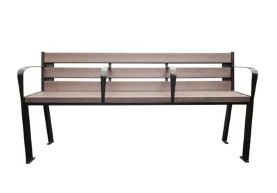 The Loxley steel and recycled plastic bench is especially designed for users with slightly restricted mobility. It has additional armrests to help when transitioning from sitting to standing and the seat is 100mm higher than standard benches at 550mm, rather than 450mm.