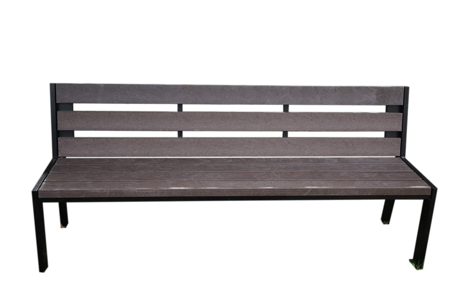 The Selby steel and recycled plastic bench with back.