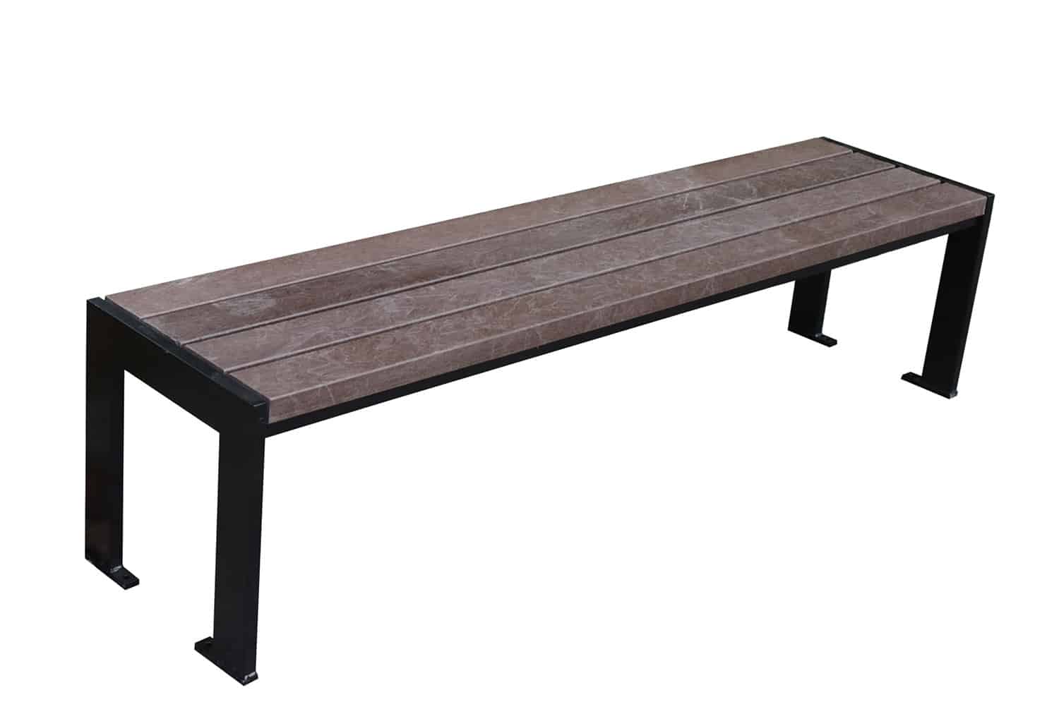 The Shibden backless steel and recycled plastic bench.