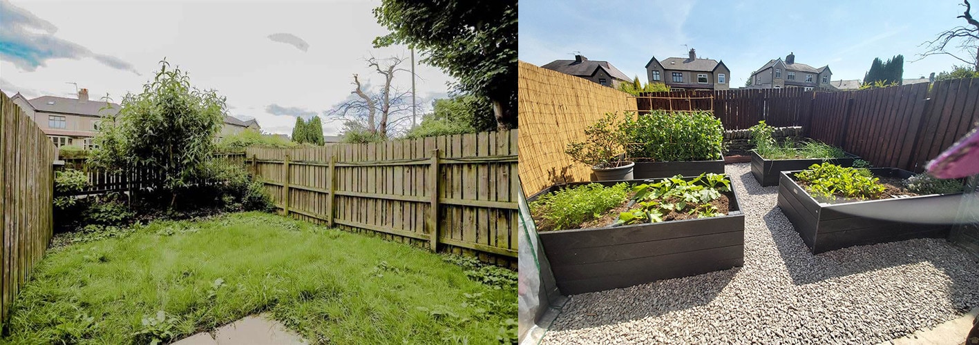 Recycled plastic raised bed garden transformation