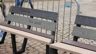 Benches with a clever phrase. British Recycled Plastic