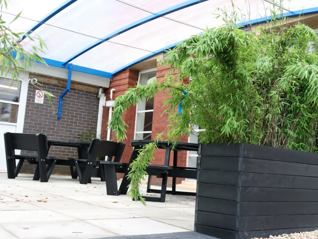British Recycled Plastic Planter in a school