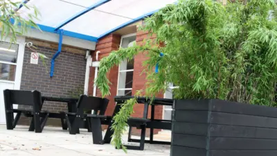 British Recycled Plastic Planter in a school