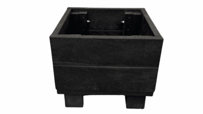 Cut-out of a black recycled plastic square Marden planter