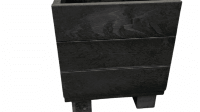 Cut-out of a black recycled plastic square Marden planter
