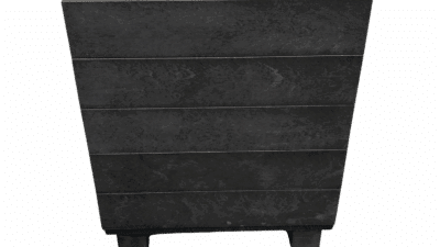 Cut-out of a black recycled plastic rectangle Marden planter