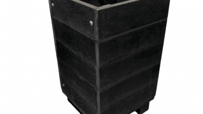 Cut-out of a black recycled plastic square Marden planter