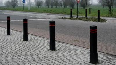 recycled plastic square bollard in situ in a car park