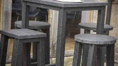 British Recycled Plastic Grassington Poser table with stools in black