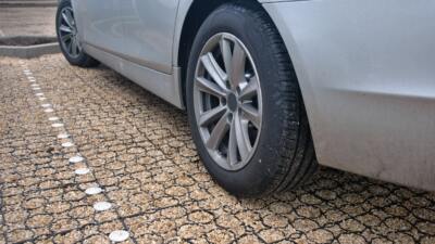 Recycled plastic Hebden Everyday grid with delineators to create car parking bays