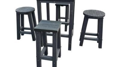 Grassington High Top Table with Round and Square Stools in Black