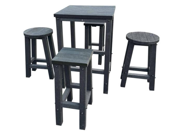 Grassington High Top Table with Round and Square Stools in Black Grassington High Top Table with Round and Square Stools in Black