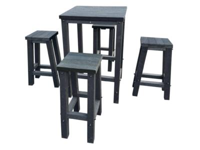 Grassington High Top with Square Stools in Black