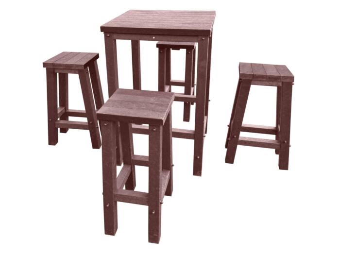 Grassington High Top with Square Stools in Brown Grassington High Top with Square Stools in Brown